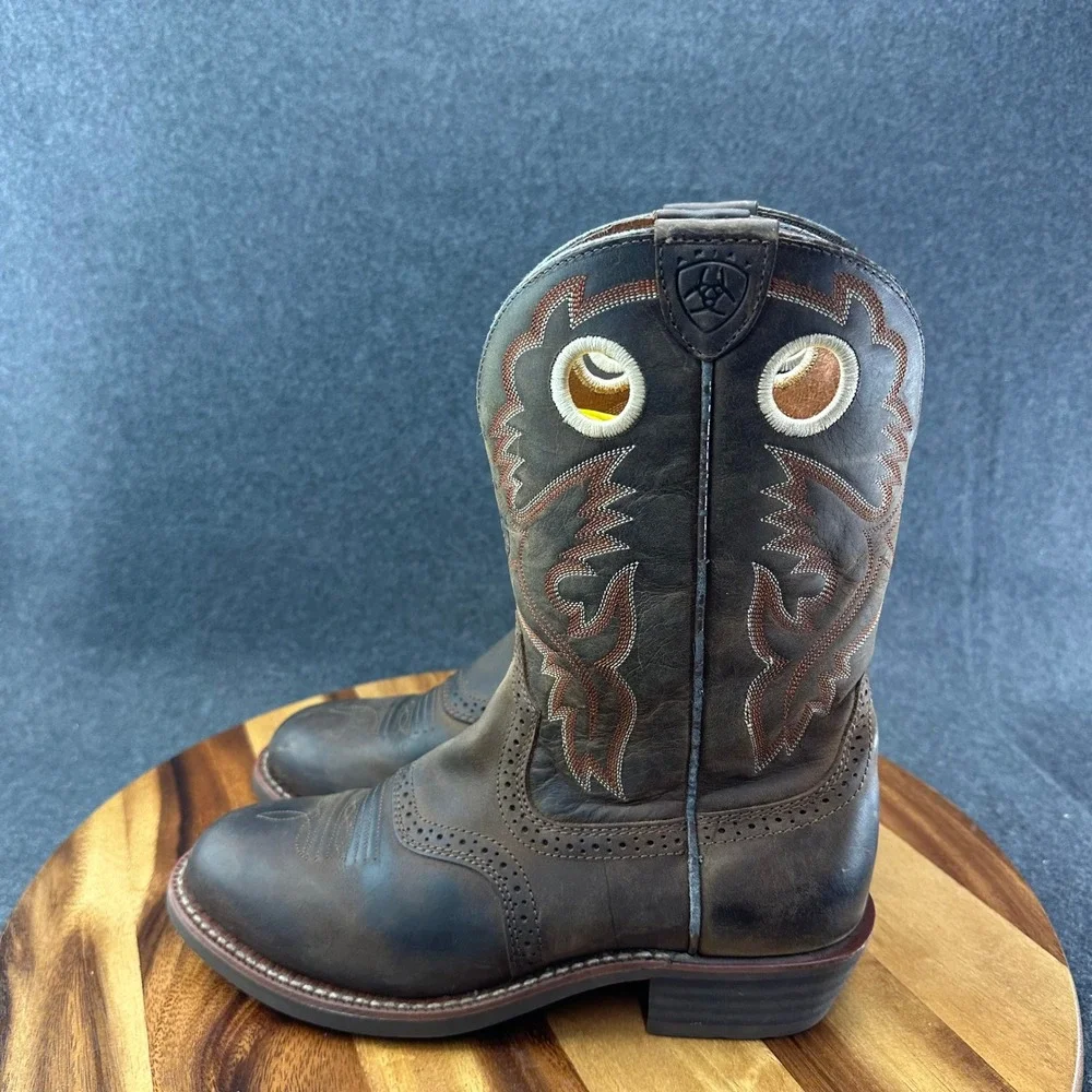 Ariat Women's Heritage Roughstock Size 8 Wide Antique Brown Leather Cowboy Boots